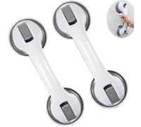 Maniglie a Ventosa per Bagno 30 cm, 2 Pezzi Maniglione Antiscivolo per Doccia, Corrimano Rimovibile per Anziani e Disabili, Presa Sicura per Vasca e Toilette, Grigio