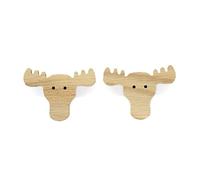 Maniglie animali per mobili per bambini in legno di quercia non trattato, pomello, bottone, animali scandinavi, comò, armadio, cassetto, porta, cameretta dei bambini, idea regalo (4, alci)