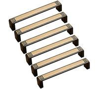 Maniglie antiche, pomelli per mobili, 6 pezzi in stile cinese, in bronzo anticato, maniglie per armadi, maniglie per porte, mobili da cucina, cassetti (nero e bronzo, distanza tra i fori 128 mm)