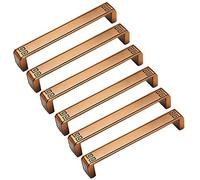 Maniglie antiche, pomelli per mobili, 6 pezzi in stile cinese, in bronzo anticato, maniglie per armadi, maniglie per porte, mobili da cucina, cassetti (bronzo rosso, distanza tra i fori 128 mm)