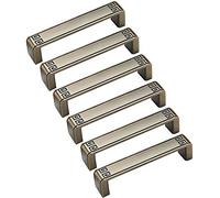 Maniglie antiche, pomelli per mobili, 6 pezzi in stile cinese, in bronzo anticato, maniglie per armadi, maniglie per porte, mobili da cucina, cassetti (bronzo verde, distanza tra i fori 96 mm)