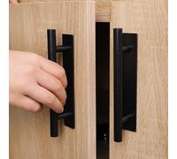 Maniglie autoadesive a scomparsa, in plastica, per porte, finestre, armadi, cassetti, mobili, colore nero, 1 pezzo