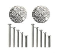 Maniglie decorative a forma di sfera con strass, 2 pezzi, per armadi e cassetti con materiale in argilla morbida e cinque lunghezze di vite (blu lago)