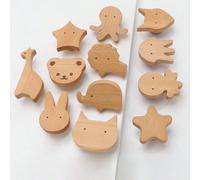 Maniglie in legno per porte, maniglie per mobili per camerette dei bambini a forma di animali, pomelli per cassetti e armadi, pomelli per pensili da cucina e armadi Leone,Volpe,Nuvola,Elefante,Orso,Me