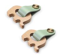 Maniglie in pelle a forma di elefante, 2 pezzi, in legno di faggio, per cassetti, per camera dei bambini, armadio, cucina, credenza, hardware (verde)