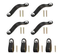 Maniglie in Pelle per Mobili, Pomelli per Cassettiera, Maniglia Armadio in Cuoio, Maniglie per Mobili da Cucina, Maniglia Creativa in Pelle, Pomelli per Mobili Moderni Neri, 8 pezzi, con viti da 22mm