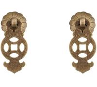 Maniglie in stile vintage, 2 pezzi in stile cinese vintage for mobili, cassetti, maniglie in ottone for portagioie, piccola maniglia for etichetta appesa(Antique Bronze)