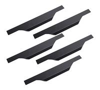 Maniglie invisibili per armadi,set di maniglie per mobili da 5 pezzi,maniglie a scomparsa per porte da 200/400/600/1000 mm,maniglie per cassetti in alluminio,montate sul retro,nere,400mm/15.7in