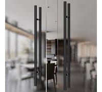 Maniglie moderne a due lati in acciaio inox - 1 paio di maniglie per porte anteriori doccia vetro ufficio negozio hotel bracciolo (nero spazzolato 1500 mm)
