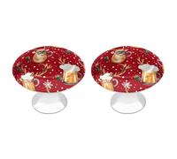 Maniglie natalizie rosse per cassetti e tazze da birra, piatte, nere, con vite, confezione da 2