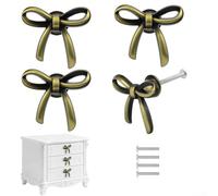 Maniglie per ante di armadietti, 4 pomelli in lega di zinco pressofuso, per mobili e cassetti, con papillon fresco per armadio e casa (bronzo)