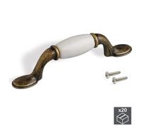 Maniglie per Mobile Interasse 76 mm Zama e Ceramica Bronzo 20 Pezzi Emuca