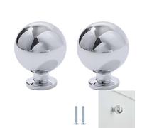 Maniglie Per Mobili 2Pezzi Ottone Argento Cromato Pomello Per Porta Armadio E Maniglia Cassetto Scarpiera Piccola Maniglia A Sfera Diametro20mm