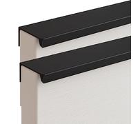 Maniglie per mobili invisibili Space Alluminio Armadio Cucina Maniglie a scomparsa Maniglia per armadietto Maniglie per cassetti con bordo delle dita Nere 2 pezzi (Distanza fori 96mm)