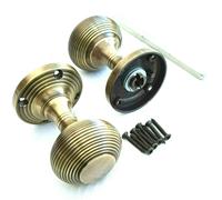 Maniglie per porta in ottone antico HSD Stile Queen Anne a rombo