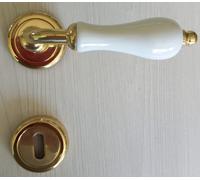 Maniglie per porte interne Porcellana BIANCA, ceramica ottone lucido