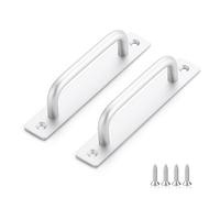 Maniglie per porte scorrevoli, confezione da 8 pezzi, colore argento, con foro centrale da 12,7 cm, maniglie per porte dell'armadio, maniglia per porta in lega di zinco, con piastra per maniglia per
