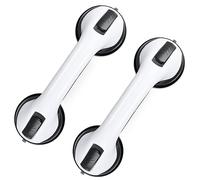 Maniglie per vasca da bagno e doccia, confezione da 2 maniglie per doccia da 30,5 cm, con forte ventosa, barre di sicurezza per sedia da doccia, barra di sostegno per bagno per anziani nero bianco