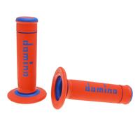 COPPIA MANOPOLE DOMINO ARANCIO BLU MANUBRI 22 MM MOTO SCOOTER UNIVERSALI