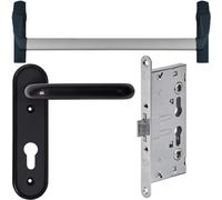 Maniglione antipanico con maniglia, cilindro passante e serratura ad infilare per porte tagliafuoco e/o uscite di sicurezza, marcato CE, EN 1125 (Kit completo)
