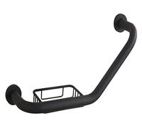 Maniglione Corrimano di sicurezza nero opaco, maniglia for vasca da bagno, 135 gradi, portasapone multifunzione, anziani, disabili, incinte