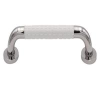 Maniglione Corrimano for anziani, bambini, disabili, in acciaio inox, accessibile, sicurezza, for WC, montaggio a parete, con impugnatura testurizzata, bianco e giallo