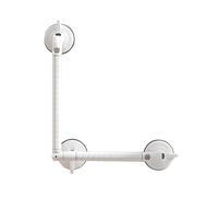 Maniglione Di Sostegno A Ventosa A Forma Di L For Bagno, Barra Di Supporto For Vasca Con Rotazione Regolabile Di 180°, Con Impugnatura Antiscivolo E Cerchi Luminosi(White,70x70cm)