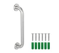 Relaxdays Maniglione per Il Bagno, Maniglia da Parete per Vasca e Doccia Ausilio Anziani e Disabili Fino 200 kg, Argento, Acciaio Inox, 6 x 40 x 8 cm