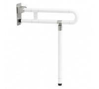 Maniglione per WC, Bianco, Bianco, 75cm Con Gamba | Antiscivolo, Barra D'appoggio Pieghevole, Resistente Ruggine, Maniglione per Disabili con Cerniera, Toilette, Anziani