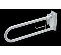 MANIGLIONE RIBALTABILE WC CON PORTAROTOLO ACCIAIO VERNICIATO BIANCO CM.80 AUSILI