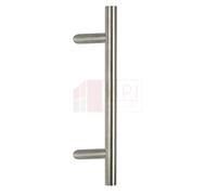 Maniglione tondo inclinato in acciaio inox satinato per porte esterne negozi API