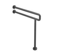 Maniglioni ribaltabili per WC, Maniglione for WC in acciaio inossidabile 304, montato a parete, pieghevole, a caduta, nero, 70 cm/60 cm(60cm)