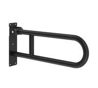 Maniglioni ribaltabili per WC, Maniglione WC a forma di U in acciaio inox pieghevole da parete antiscivolo multicolore 60 cm(Model 1-matte Black)