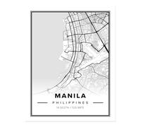 Manila City Map Poster Wall Art - Arredamento urbano moderno qualità premium