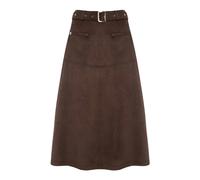 Manila Grace - Gonna Midi Svasata con Cintura - - Skirts - Donna - Marrone - M
