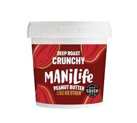 ManiLife Burro di Arachidi - Peanut Butter - Completamente Naturale, Monorigine, Senza Zuccheri Aggiunti e Senza Olio di Palma - ‘Deep Roast’ Croccante (1 x 900g)