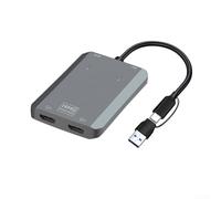 Manillefu Adattatore da USB C a doppio HDMI, USB C/USB A 3.0 1080p a 60 Hz, splitter per monitor compatibile con computer portatili e tablet desktop (grigio)