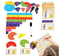 Manipulanti della frazione, 8.46x7.09x0.98 pollici, matematica educativa set per l'apprendimento dei bambini, assi di insegnamento colorati con pezzi di frazione visiva, per lezioni di gruppo per la c