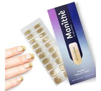 Manithè - Smalto Adesivo Gel UV - Pellicola per Unghie Autoadesiva - Manicure Semipermanente - Nail Wraps Gel UV - Kit 20 PCS - Color French dorato Golden Firework
