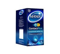 Manix Contact Plus: scatola di 24 preservativi per uomini, ultrasottili ed extra lubrificati per sensazioni intatti/diametro 53 mm