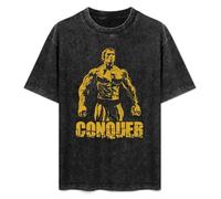 MANJIABAO DABI Conquer Arnold st Schwarzenegger T Workout Muscle Tee T-Shirt Black 3XL