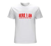 MANJIABAO Here I Am Now Graphic Novelty Super Soft Ringspun Funny T Shirt T-Shirt WhiteL