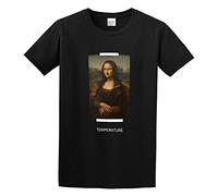 MANJIABAO Mona Lisa Graphic Cotton Casual Youth Nightclub Thin Round Neck T-Shirt Black S