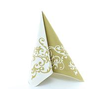 Mank Airlaid - Tovaglioli 40 x 40 cm, perfetti per gastronomia e feste, simil-tessuto, assorbenti, 50 pezzi, colore: oro e bianco