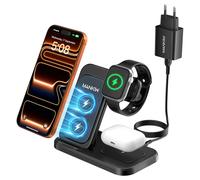 MANKIW Caricatore Wireless 3 in 1 per Apple, Stazione Ricarica per iPhone A Nero