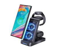 MANKIW Caricatore Wireless per Samsung,3 in 1 Ricarica Wireless per Samsung S25/S24/S23/S22/S21/S20, Z Fold 6/5/4/3, Note20/10 Ultra, Watch 7/6/5/4/3/Active, Buds2/+/Pro/Live