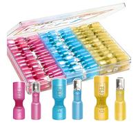 mankk Kit di connettori a forcella termorestringenti, AWG 22-10, terminali elettrici impermeabili a crimpare femmina e maschio, terminali a forcella (giallo/rosso/blu) M-N-070-100 pezzi