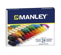 Manley Confezione da 24 Cere Morbide dalla Linea Morbida - Ideale per un'Ampia Varietà di Tecniche e Applicazioni - Produzione Artigianale - Ampia Gamma di Colori - Colori Assortiti