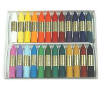 Manley REF124 - Scatola da 24 colori a cera in bastoncini, ideali per la scuola, colori assortiti, 1 unità