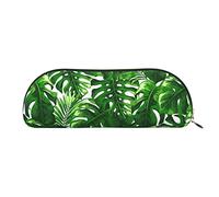 MANLUU Monstera Deliciosa - Astuccio in pelle con palma a banana, con cerniera, per matite, penne, pennarelli, trucchi, cambiamenti, monete
